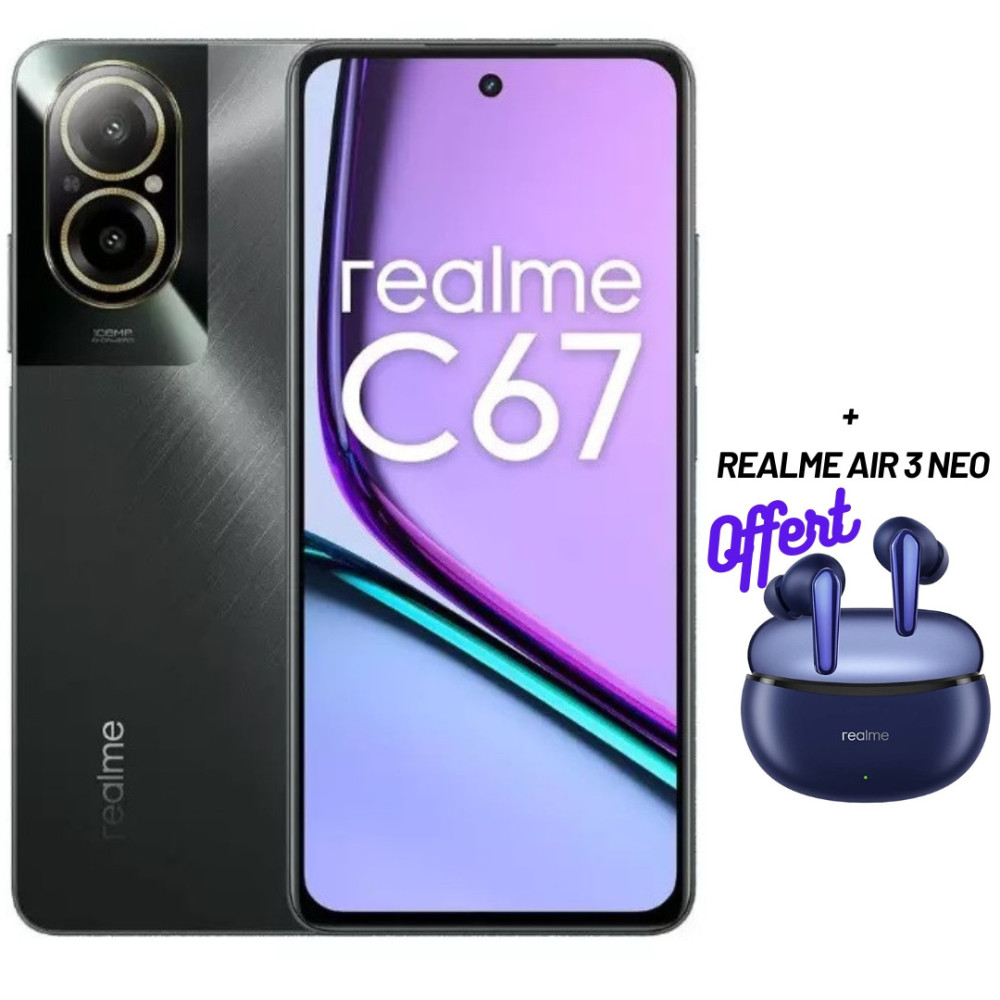 SMARTPHONE REALME C67 8/256G  / Noir + Un Abonnement Offert + Realme AIR 3 NEO Offert