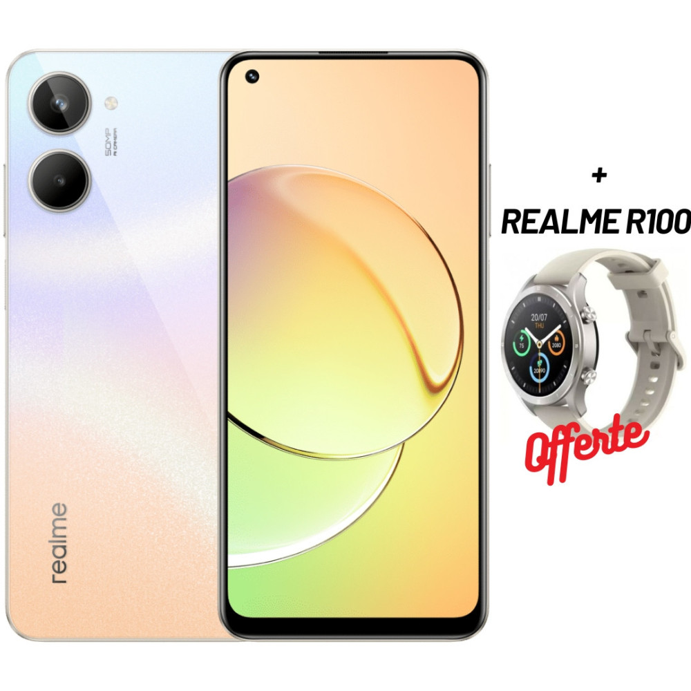 Smartphone Realme 10 4G / 8 Go / 128 Go / Blanc + Un Abonnement  Offert + REALME R100 Gris Offerte