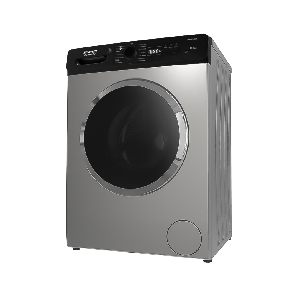 Machine à Laver Frontale BRANDT Inverter / 9 Kg / 1400Tr / Silver