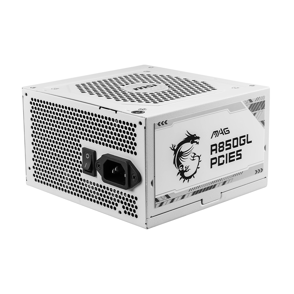 Boîte d'alimentation MSI MAG A850GL PCIE5 100% modulaire / 80 PLUS Gold / 850 W / WHITE