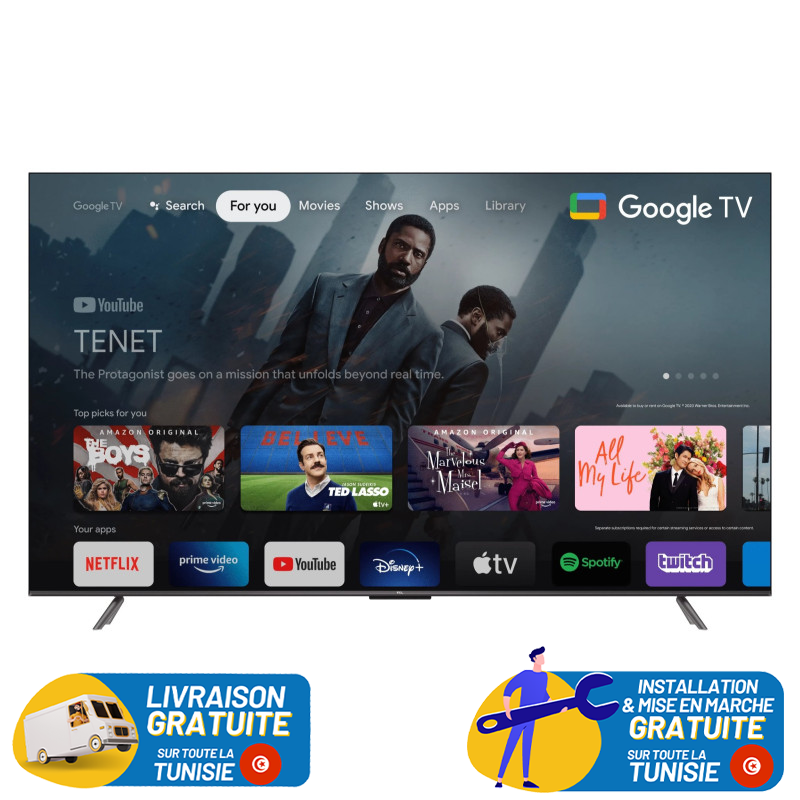 TV TCL P735 50" LED UHD 4K / Smart TV / ANDROID / Noir