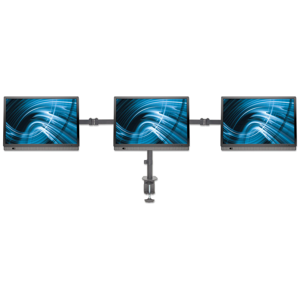 Support universel Manhattan pour 3 écrans avec bras mobiles à double articulation / 13" à 27"