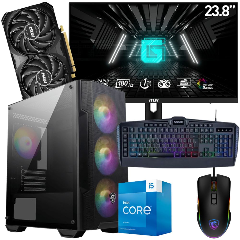 Setup Gamer Special Pc de Bureau Gaming / i5-13400F / RTX 4060 Ti 8G / 32 Go Avec Écran MSI 24" Full HD IPS 180 Hz