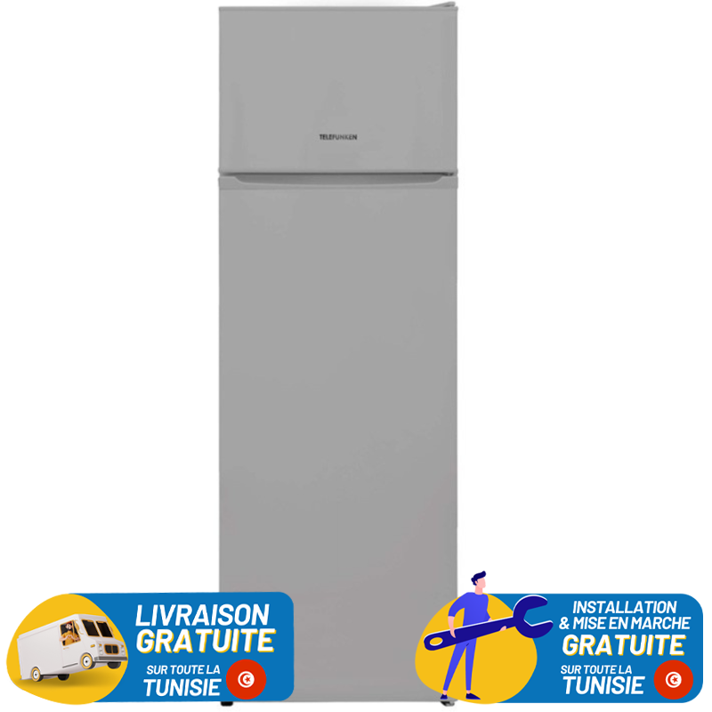 Réfrigérateur TELEFUNKEN Double-Portes / LESS Frost / 237 LITRES / Silver / FRIG-283S