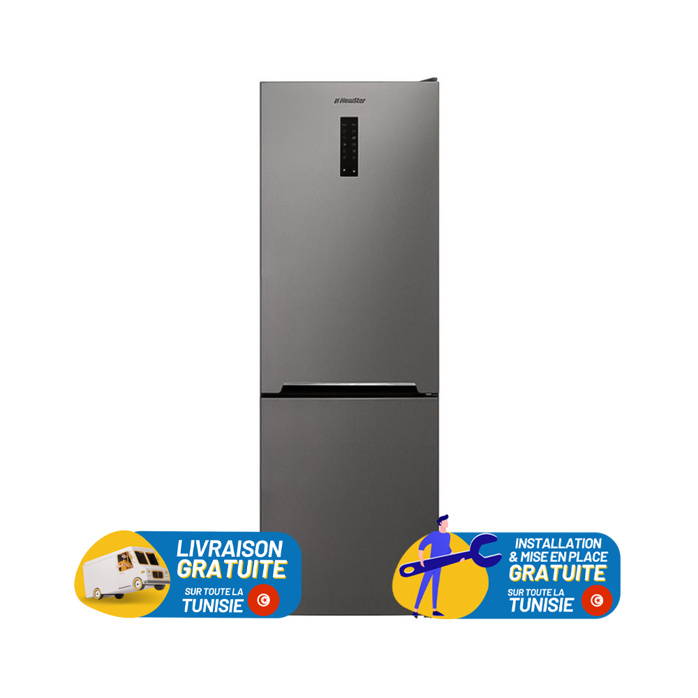 Réfrigérateur NEWSTAR Nofrost Combiné / 400L / Inox + Livraison + Installation et Mise en Place Gratuites