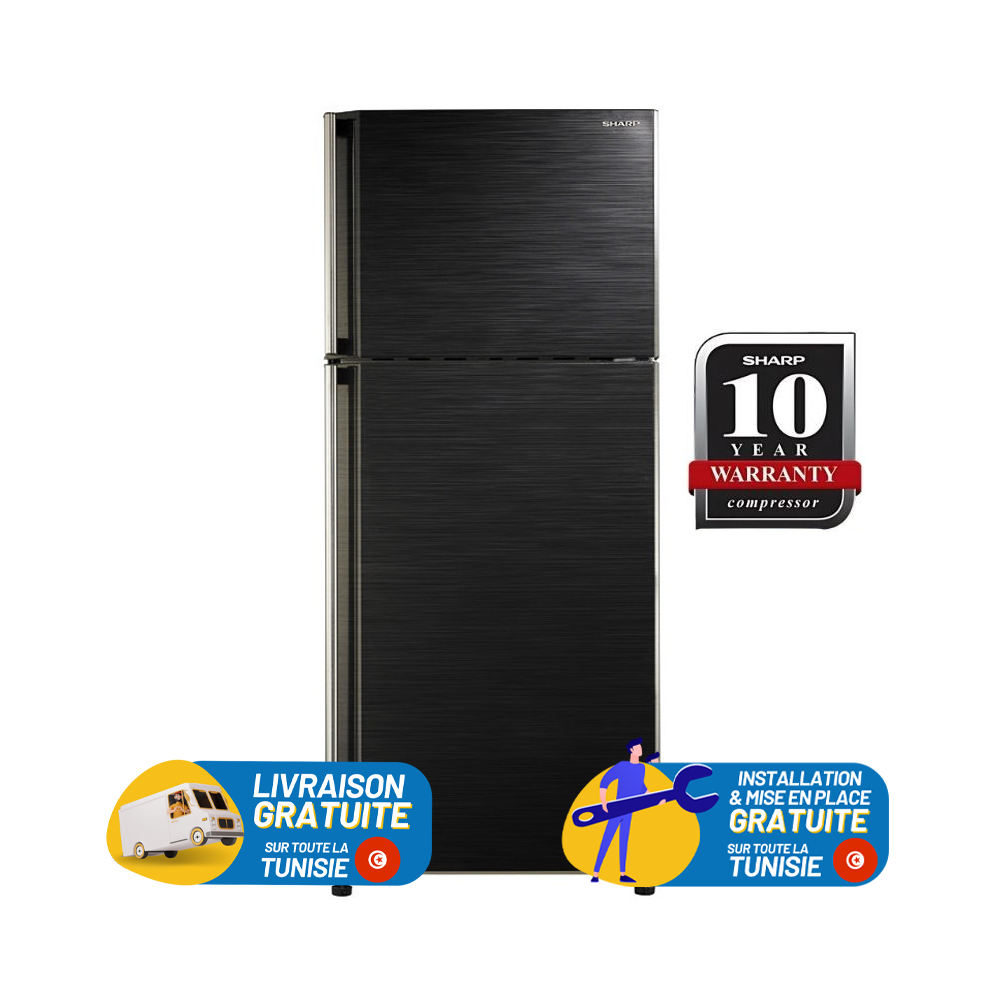 Réfrigérateur Sharp No Frost Double portes 425 Litres / Noir