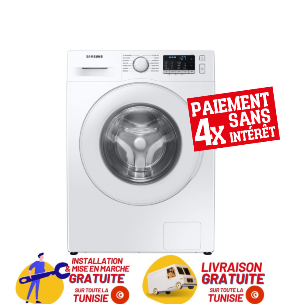 Machine à Laver Frontale Samsung WW80TA046TE 8Kg / Blanc + Livraison + Installation et Mise en Marche Gratuites