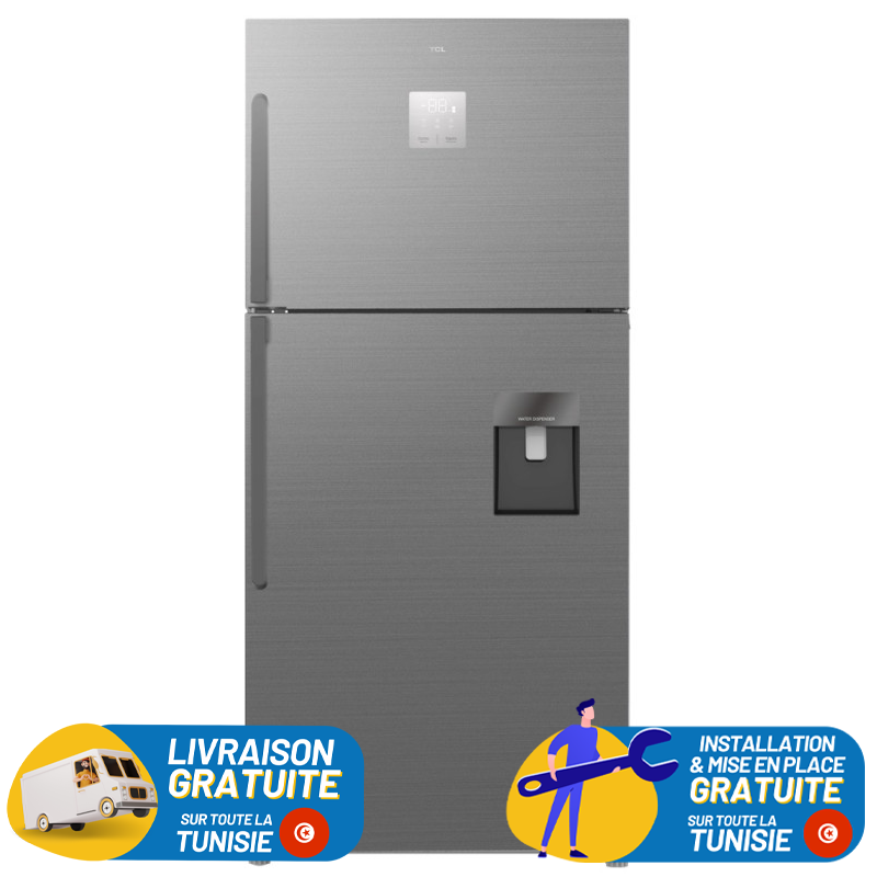 REFRIGERATEUR TCL No Frost INVERTER Double Portes 540 Litres INOX / Avec Afficheur