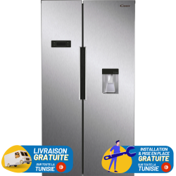 Réfrigérateur Candy No Frost SIDE BY SIDE 529 Litres / inox / avec Distributeur d'eau et Afficheur