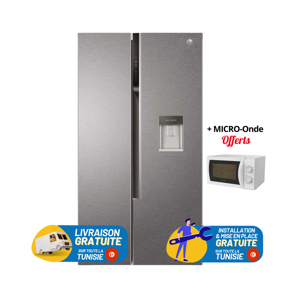 Réfrigérateur HOOVER / 521 Litres / NO FROST / Inox + MICRO-Onde GRATUIT + Livraison + Mise en Place Gratuites