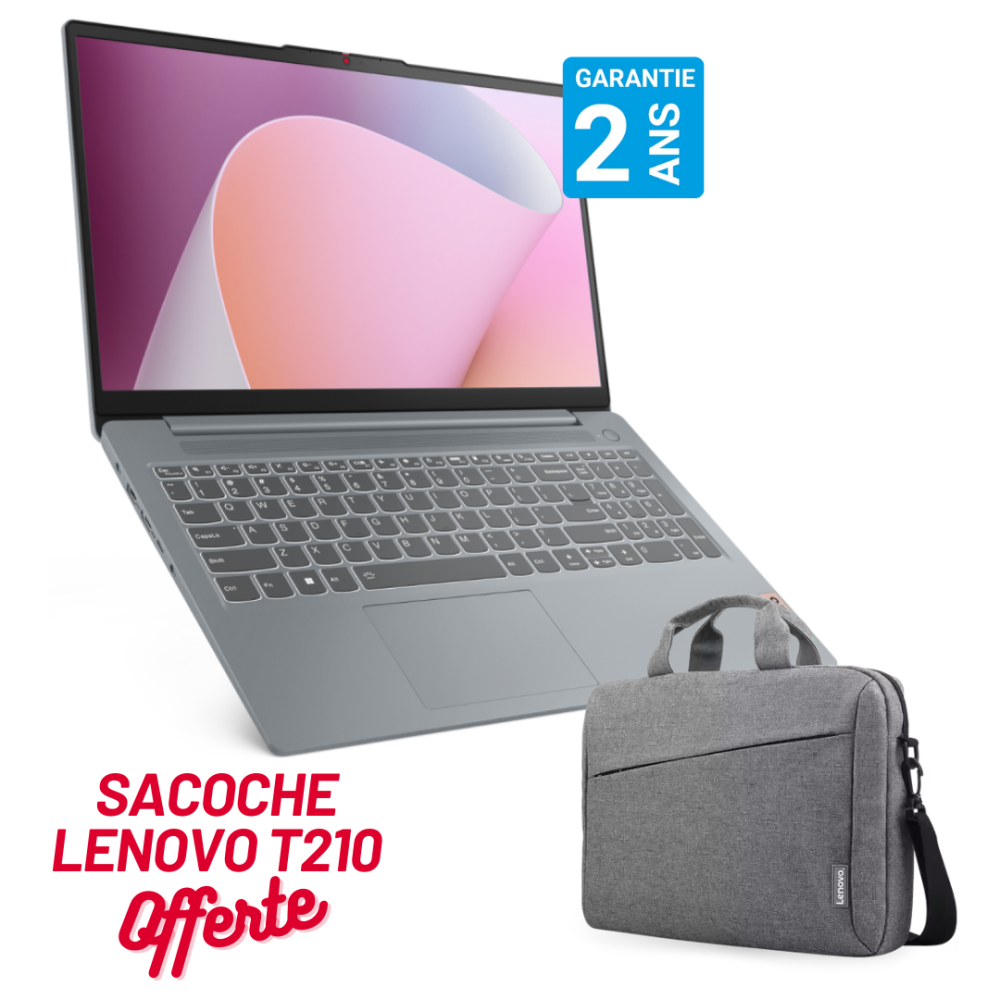 Pc Portable Lenovo IdeaPad Slim 3 15ABR8 / Ryzen 7 7730U / 16 Go / 512 Go SSD / Gris Avec SACOCHE