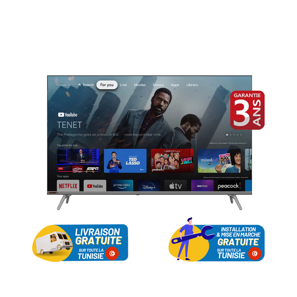 TELEEVISEUR TELEFUNKEN 32" LED HD GOOGLE TV NOIR + RECEPTEUR INTEGRE