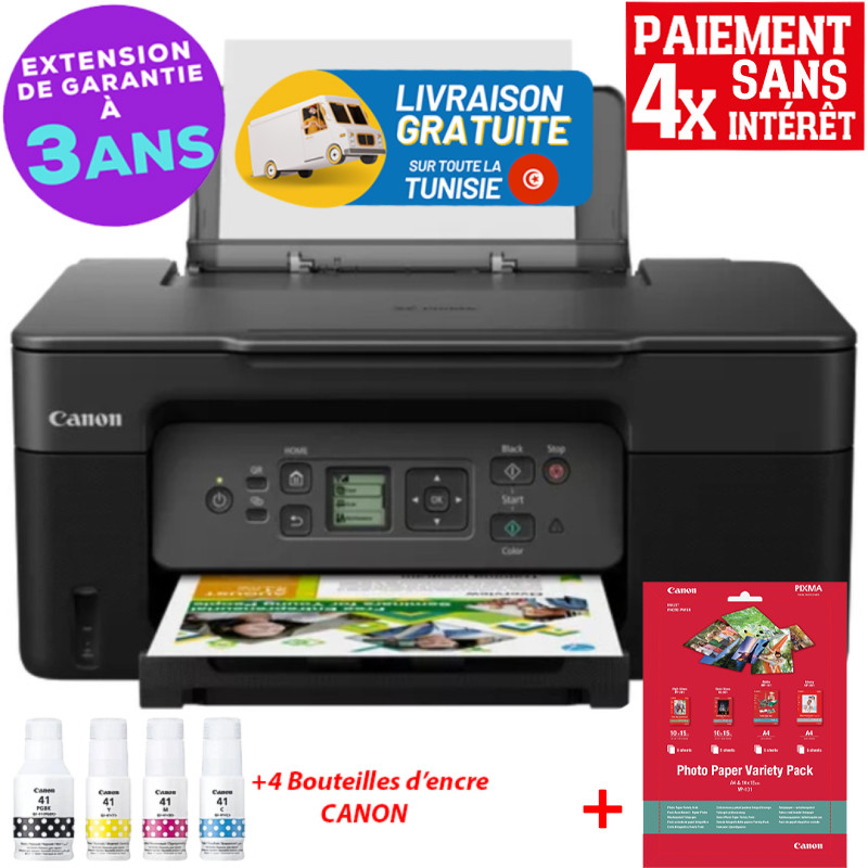 Imprimante 3en1 Multifonction Couleur Avec Réservoir Intégré Canon PIXMA G3470 / Wi-Fi / Noir