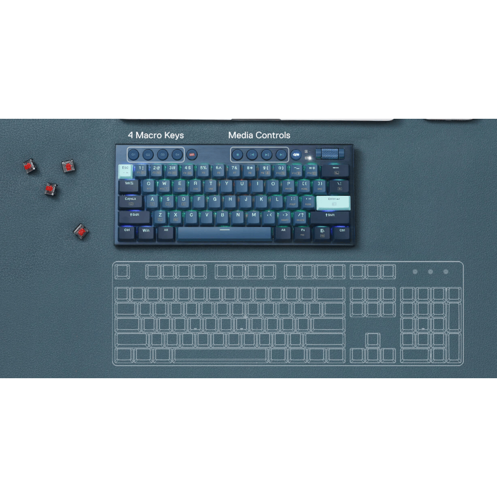 Clavier Gamer Mécanique Redragon NOCTIS K632 PRO RGB / Red Switch / BLEU
