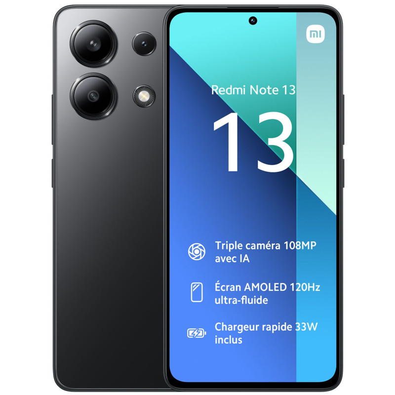Smartphone XIAOMI Redmi Note 13 / 8 GO / 512 GO / NOIR