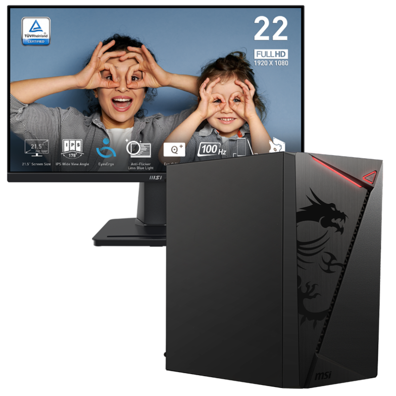 PC de Bureau PRO MSI / i3-10105 / 8 Go / 512 Go SSD Avec Écran MSI 21.5