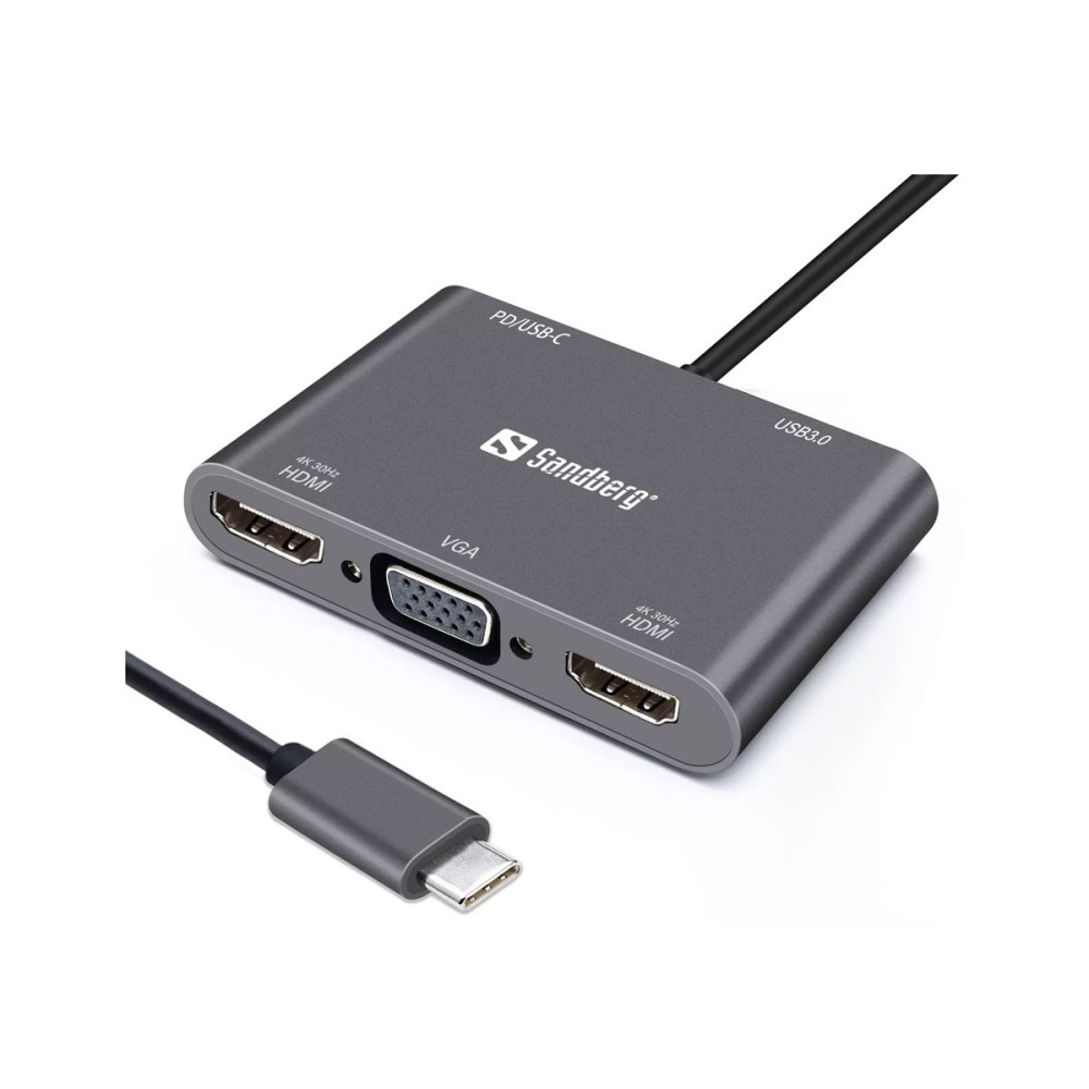 Station d'accueil SANDBERG Dock USB-C / Gris