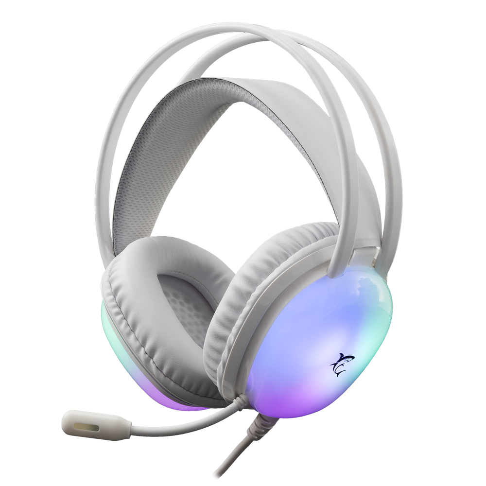 Micro-Casque Gaming Filaire White Shark PEACOCK GH-2444 / RGB / Blanc