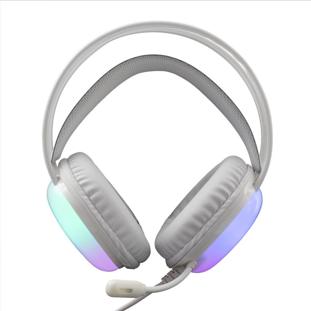 Micro-Casque Gaming Filaire White Shark PEACOCK GH-2444 / RGB / Blanc