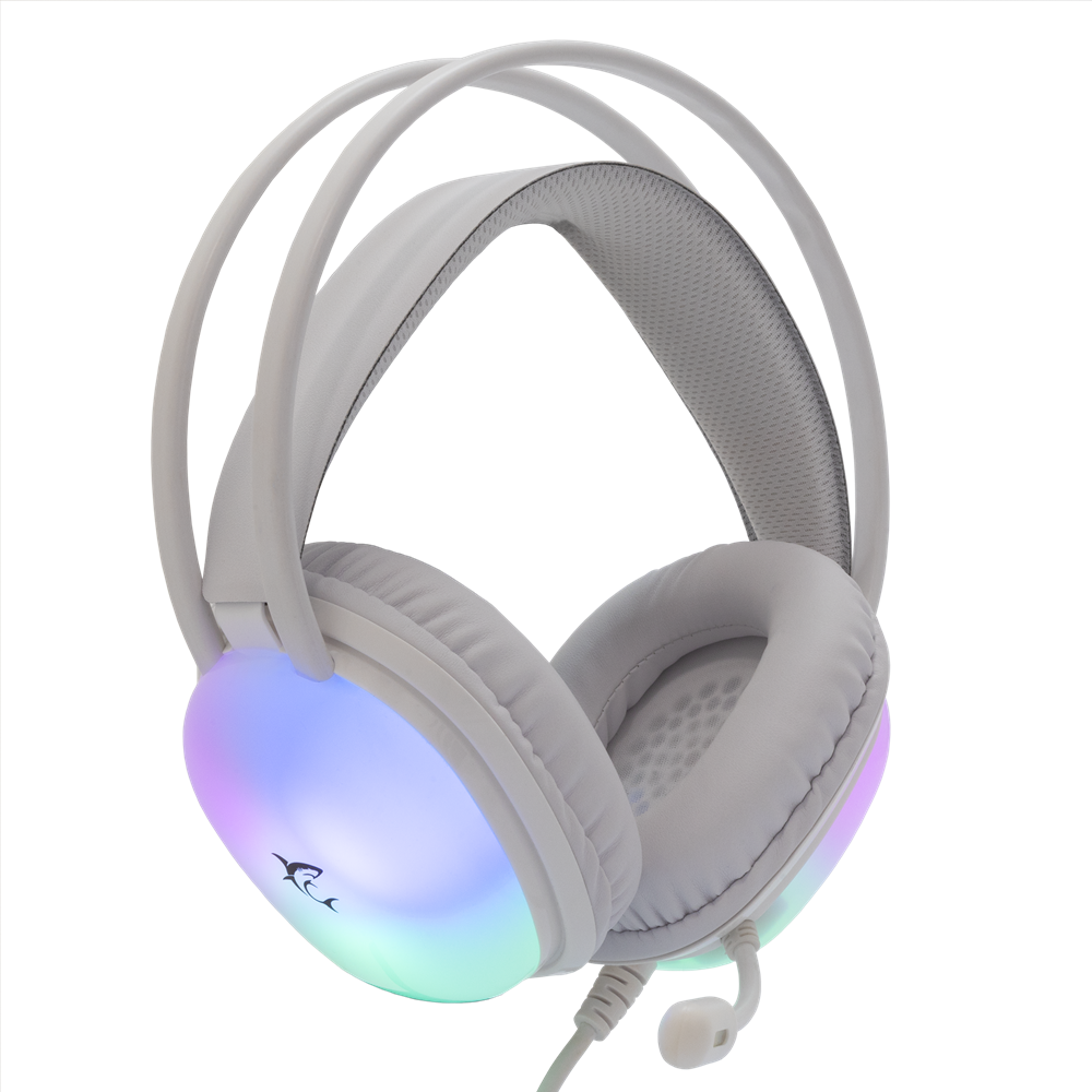 Micro-Casque Gaming Filaire White Shark PEACOCK GH-2444 / RGB / Blanc