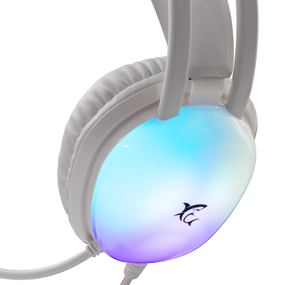 Micro-Casque Gaming Filaire White Shark PEACOCK GH-2444 / RGB / Blanc