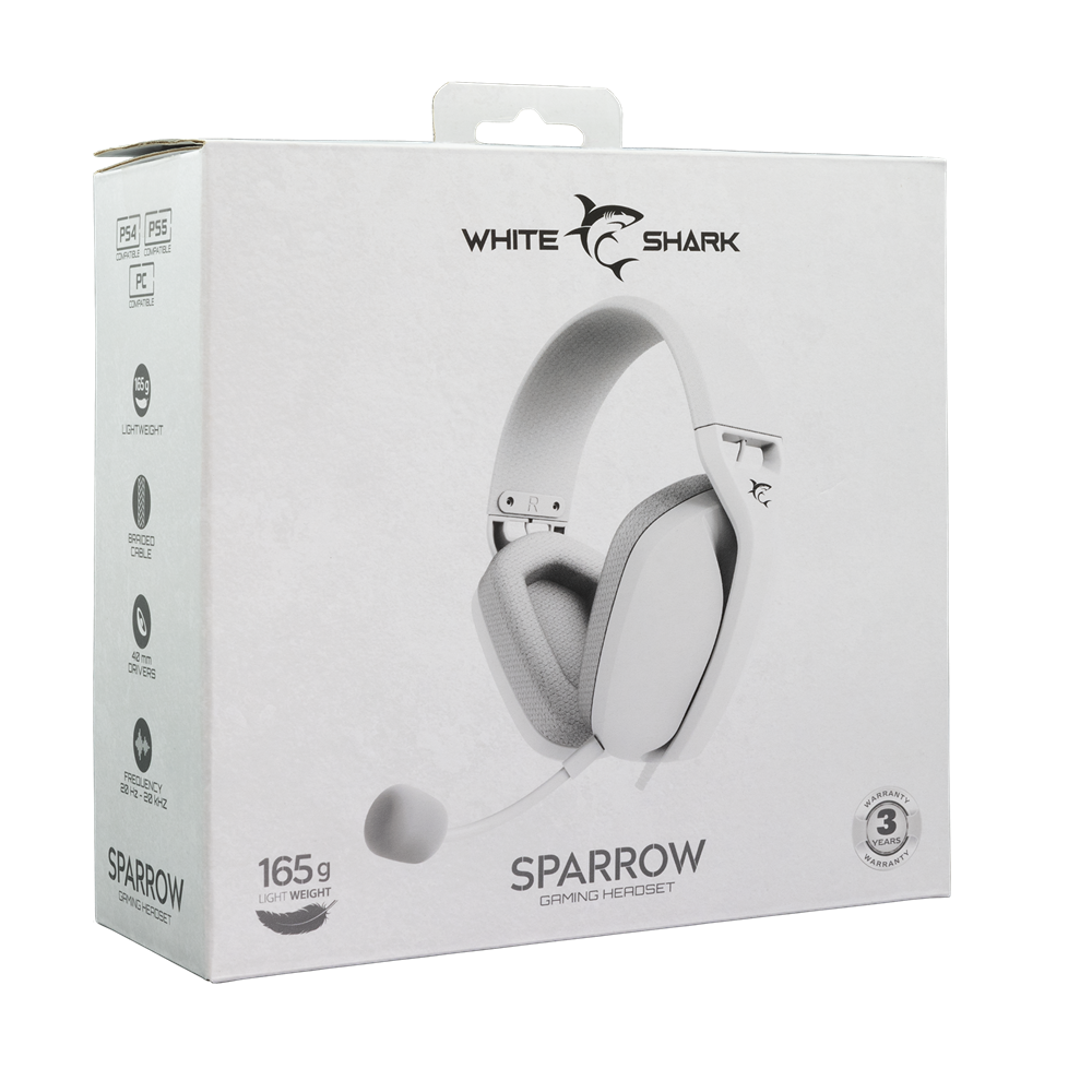 Micro-Casque Gaming Filaire White Shark SPARROW GH-2443 / Blanc