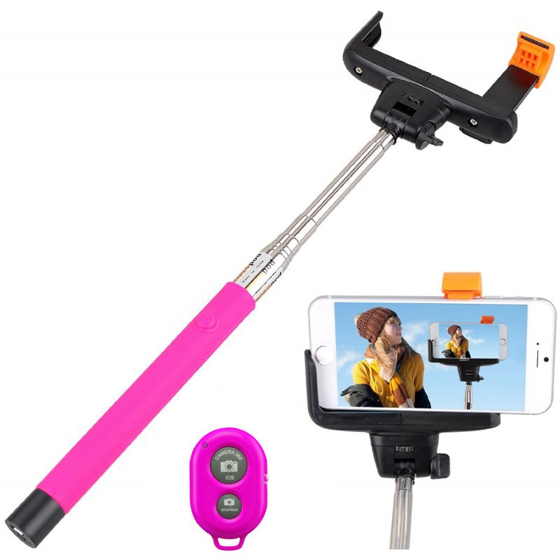 Perche télescopique selfie Bluetooth avec Télécommande / Verte