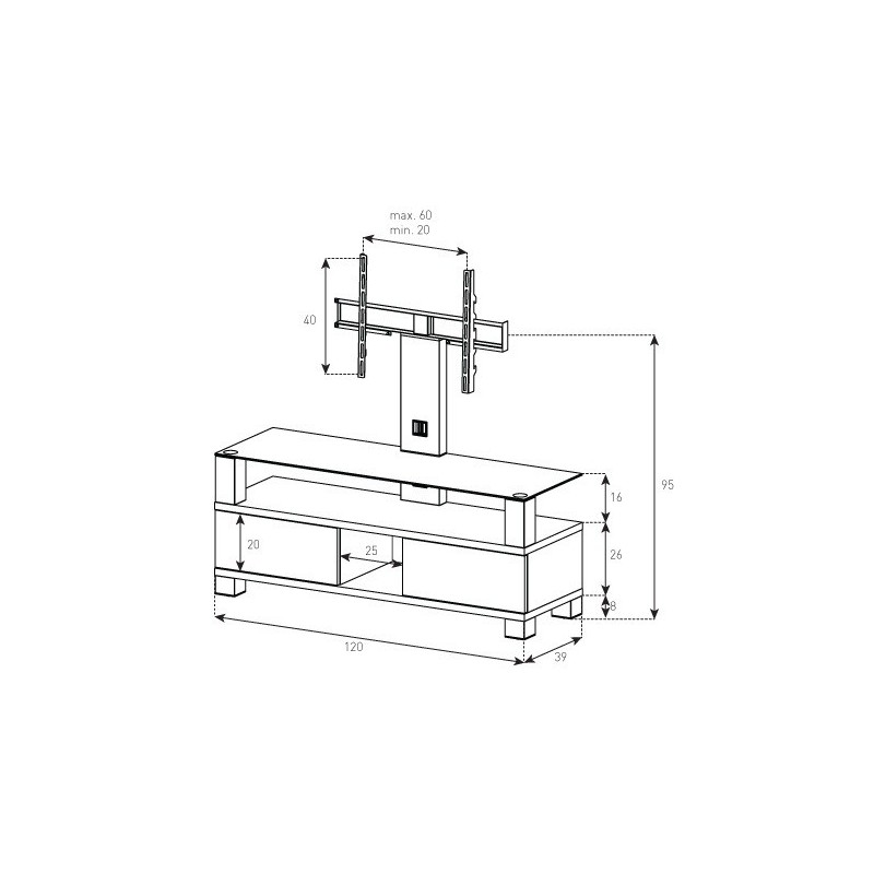 Table pour Téléviseur avec Support LB1123 / Garantie 5 ans