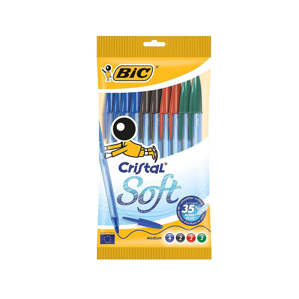 POCHETTE DE 10 STYLO CRISTAL SOFT COULEUR ASS
