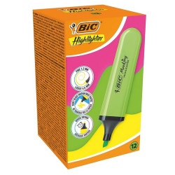 Pochette de 12 x Surligneurs BIC Highlighter GREEN Flat
