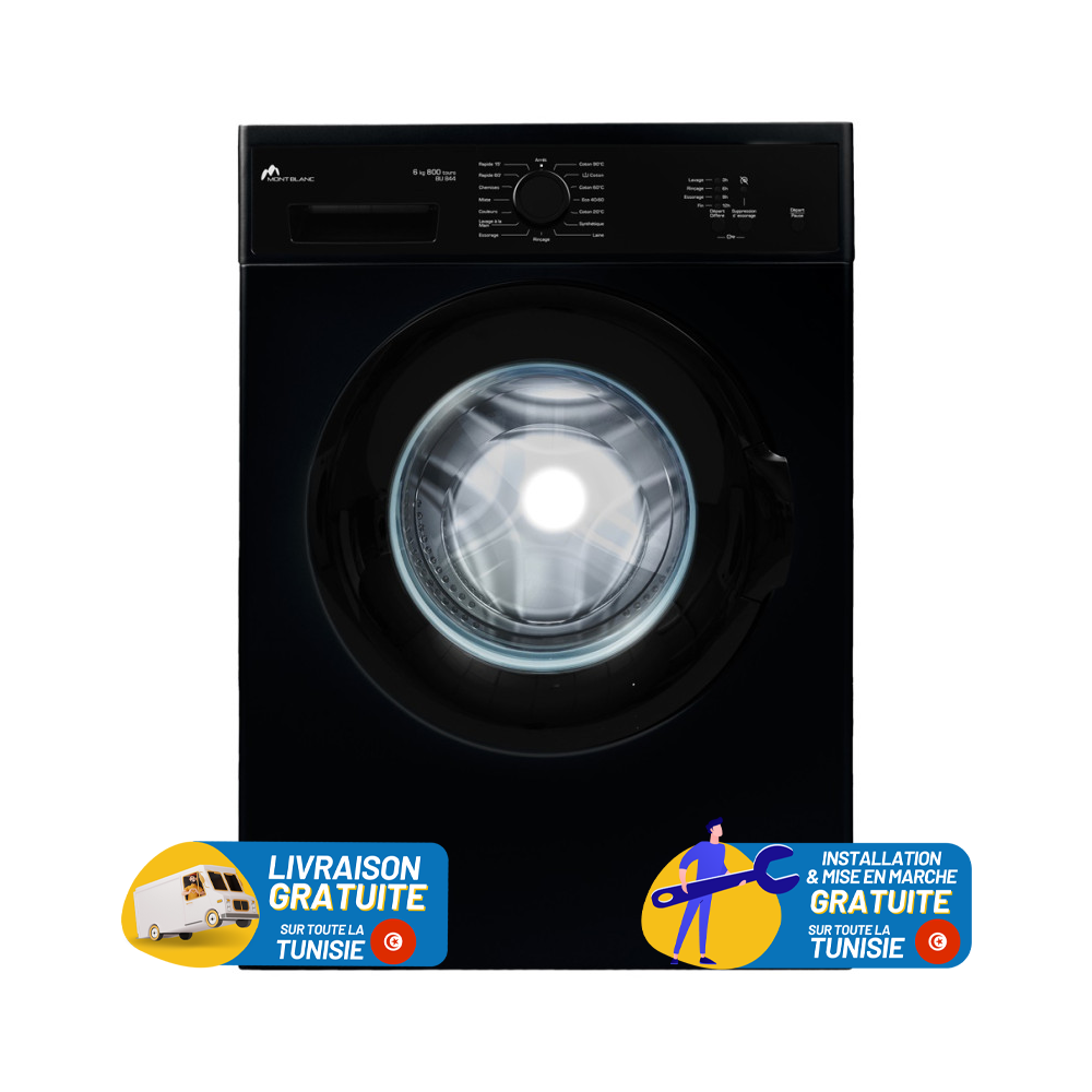 Machine à laver Frontale MontBlanc 6 Kg Noir