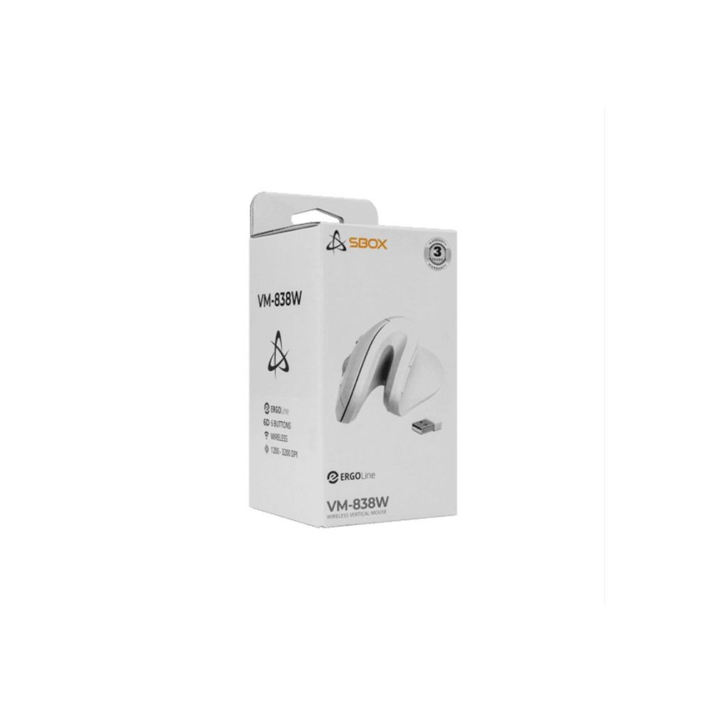 Souris Sans Fil Optique SBOX VM-838 Verticale / Blanc