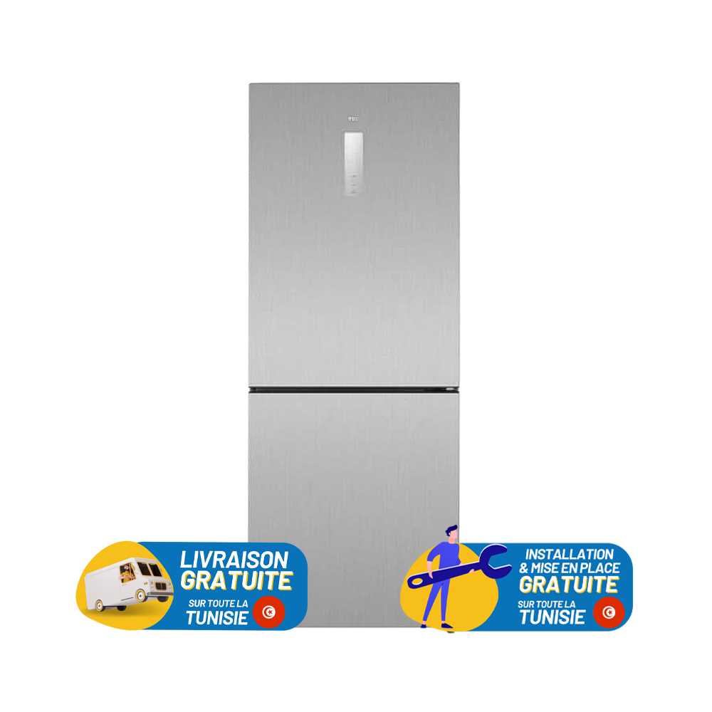 Réfrigérateur TCL No Frost Combine INVERTER Combiné 401 Litres INOX / Avec Afficheur