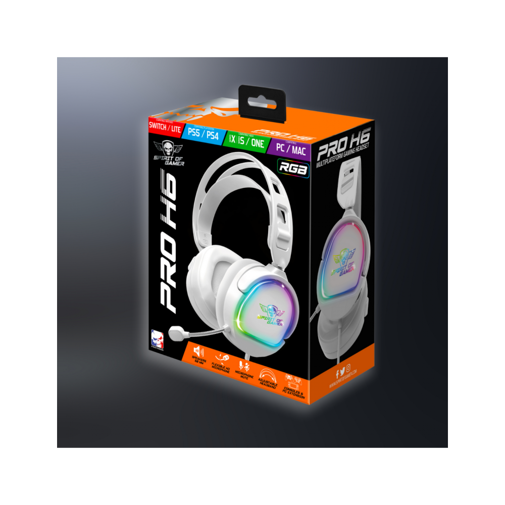 Casque Micro Gaming Spirit of Gamer PRO-H6 ARTIC / RGB / Blanc