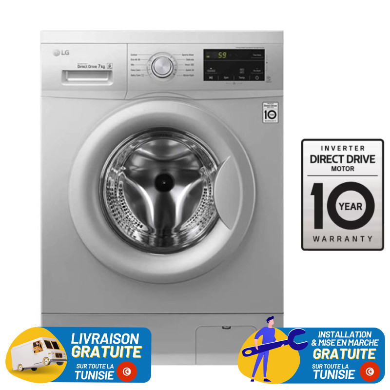 Lave linge Frontale LG 7Kg / SILVER