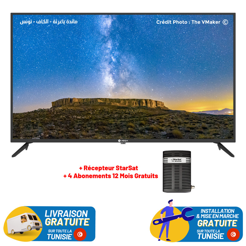 TV VEGA 50" LED FULL HD + RECEPTEUR INTEGRE