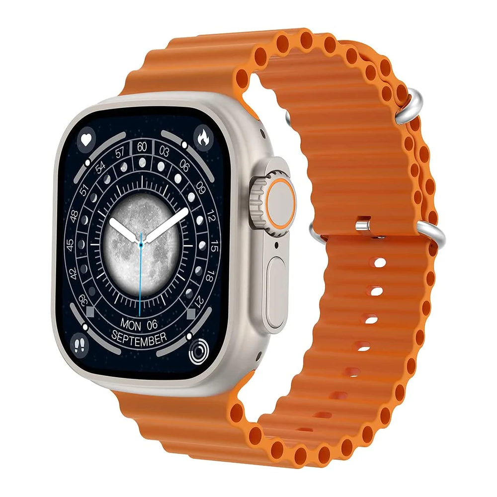 Smartwatch 8 Ultra multifonction SW8 PRO MAX / Orange et Noir Avec Casque Bluetooth P9 Noir Offert