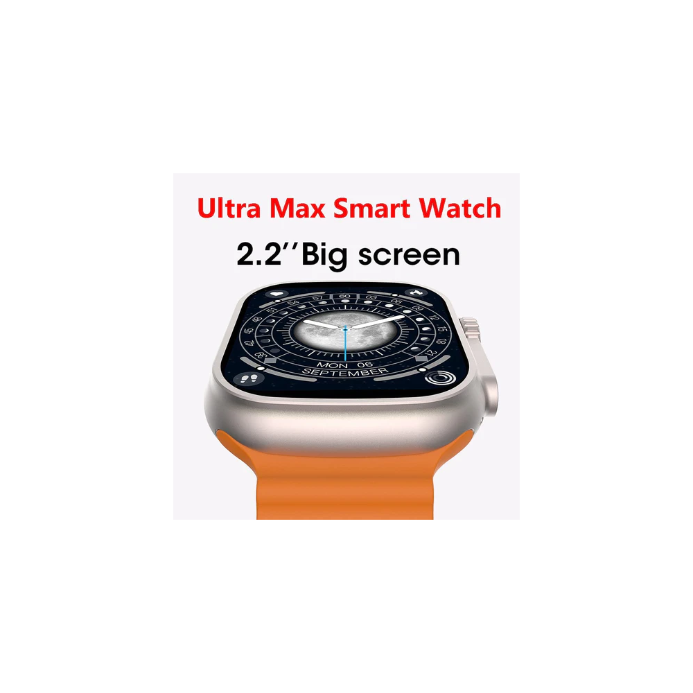 Smartwatch 8 Ultra multifonction SW8 PRO MAX / Orange et Noir Avec Casque Bluetooth P9 Noir Offert