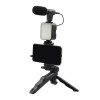 Generic Kit Video-making / Support selfie Cadre téléphone / LED / microphone / trépied / télécommande Bluetooth / Noir