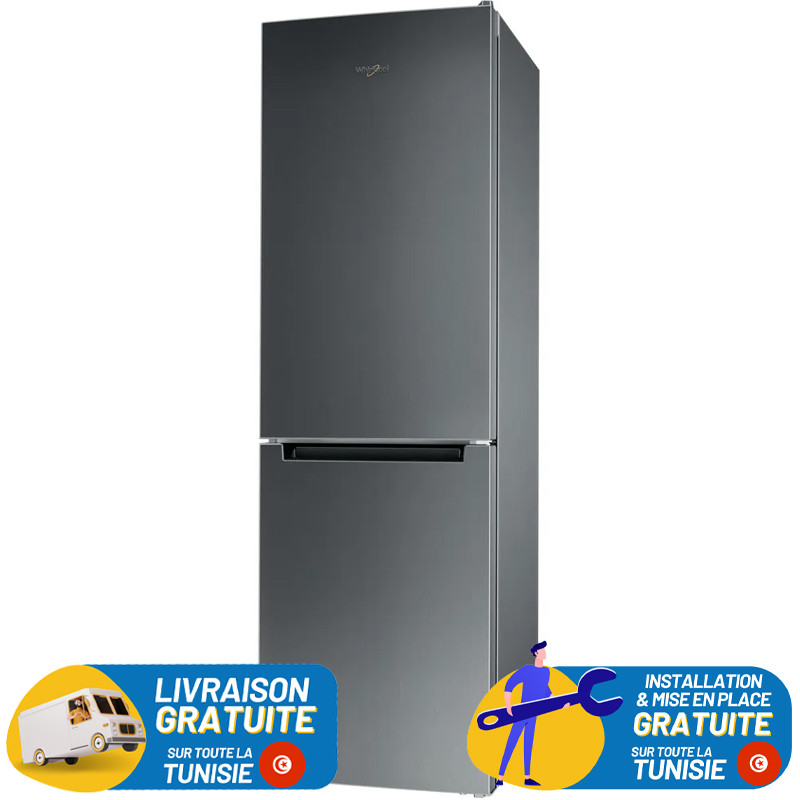 Réfrigérateur Combiné Whirlpool 320L NoFrost / Inox + Livraison + Installation et Mise en Place Gratuites
