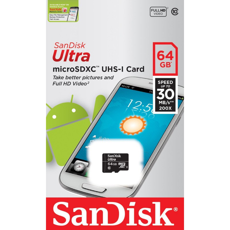 Carte mémoire Sandisk Ultra micro SDXC UHS-I 64 Go / Class 10