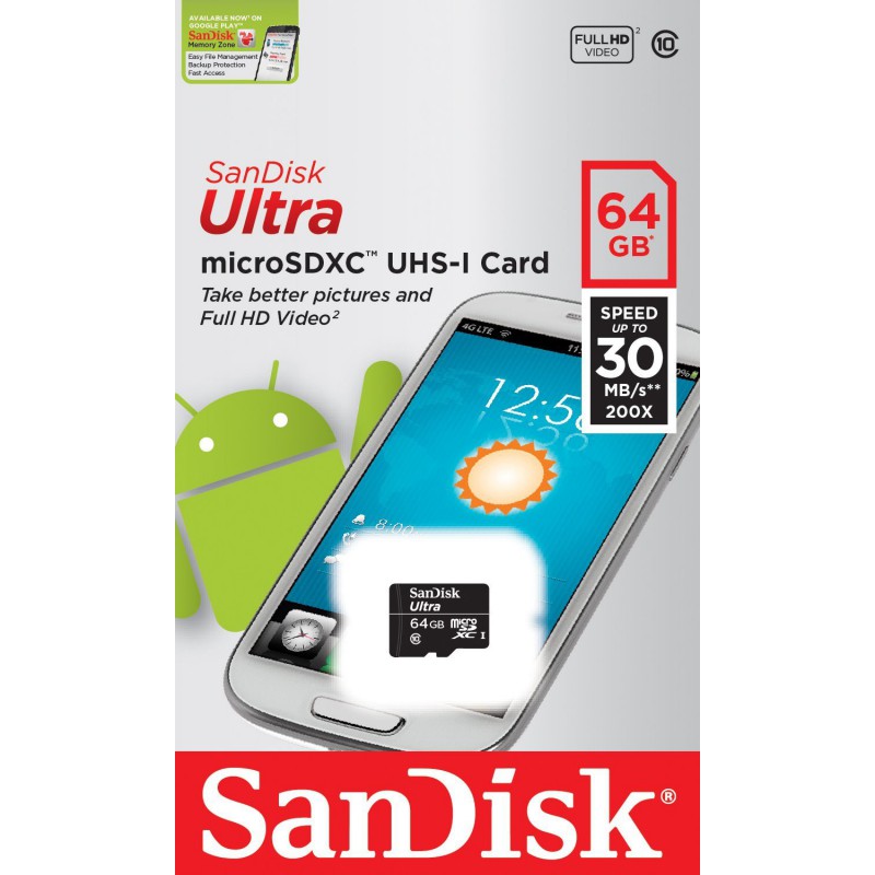 Carte mémoire Sandisk Ultra micro SDXC UHS-I 64 Go