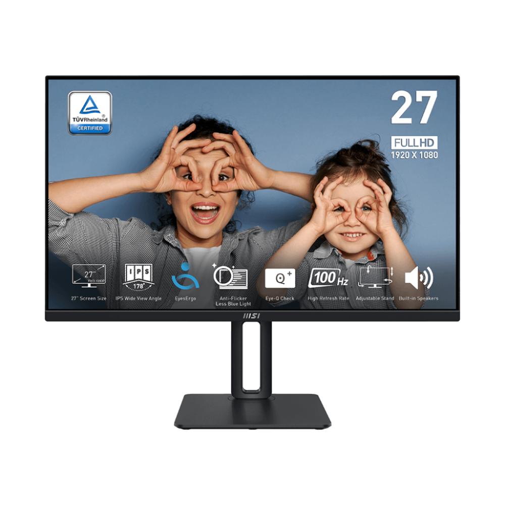 Écran MSI PRO MP275P 27" Full HD IPS / 100 Hz / Avec haut-parleurs / PIVOTANT 90° / Noir