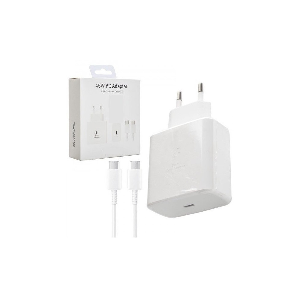 Adaptateur Secteur Super charge USB-C Vers USB-C / 45 W / Blanc