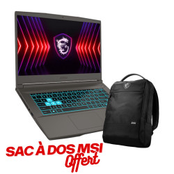 Pc Portable Gamer MSI Thin 15 B13U / i5-13420H / RTX 2050 4G / 8 Go / 512 Go SSD / Gris Cosmos Sac à dos MSI Offert