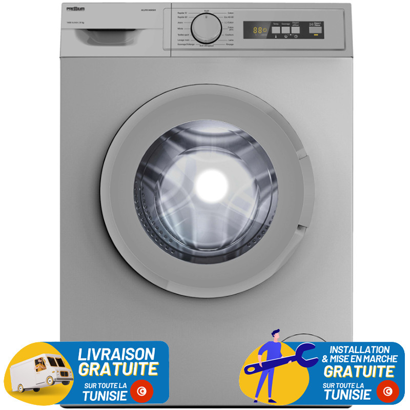 Machine à Laver Premium 8 KG 1400 tr/min Silver