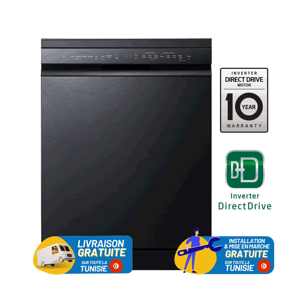 LAVE VAISSELLE  LG 14 Couverts MIDDLE BLACK / DFC425FM + PACK Finish GRATUIT