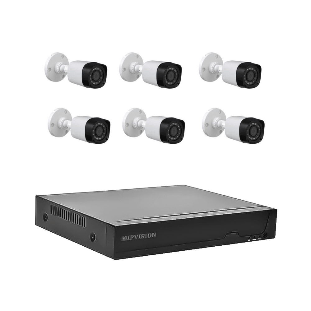 PACK DVR + 6 CAMERAS EXTERNE 2MP MIPVISION
