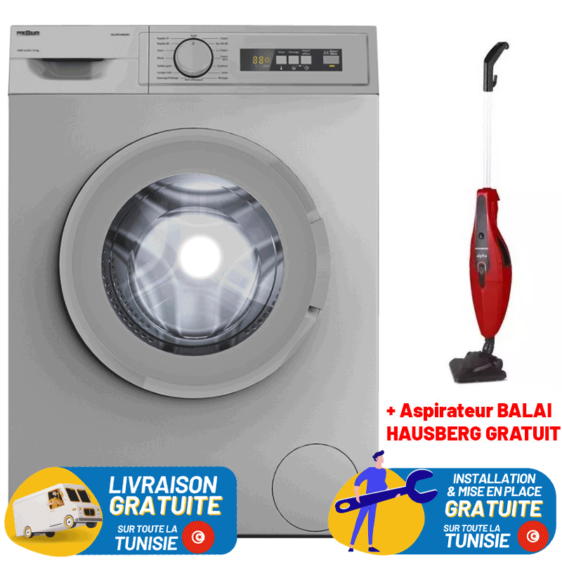 Machine à Laver Premium 8 KG 1400 tr/min Silver