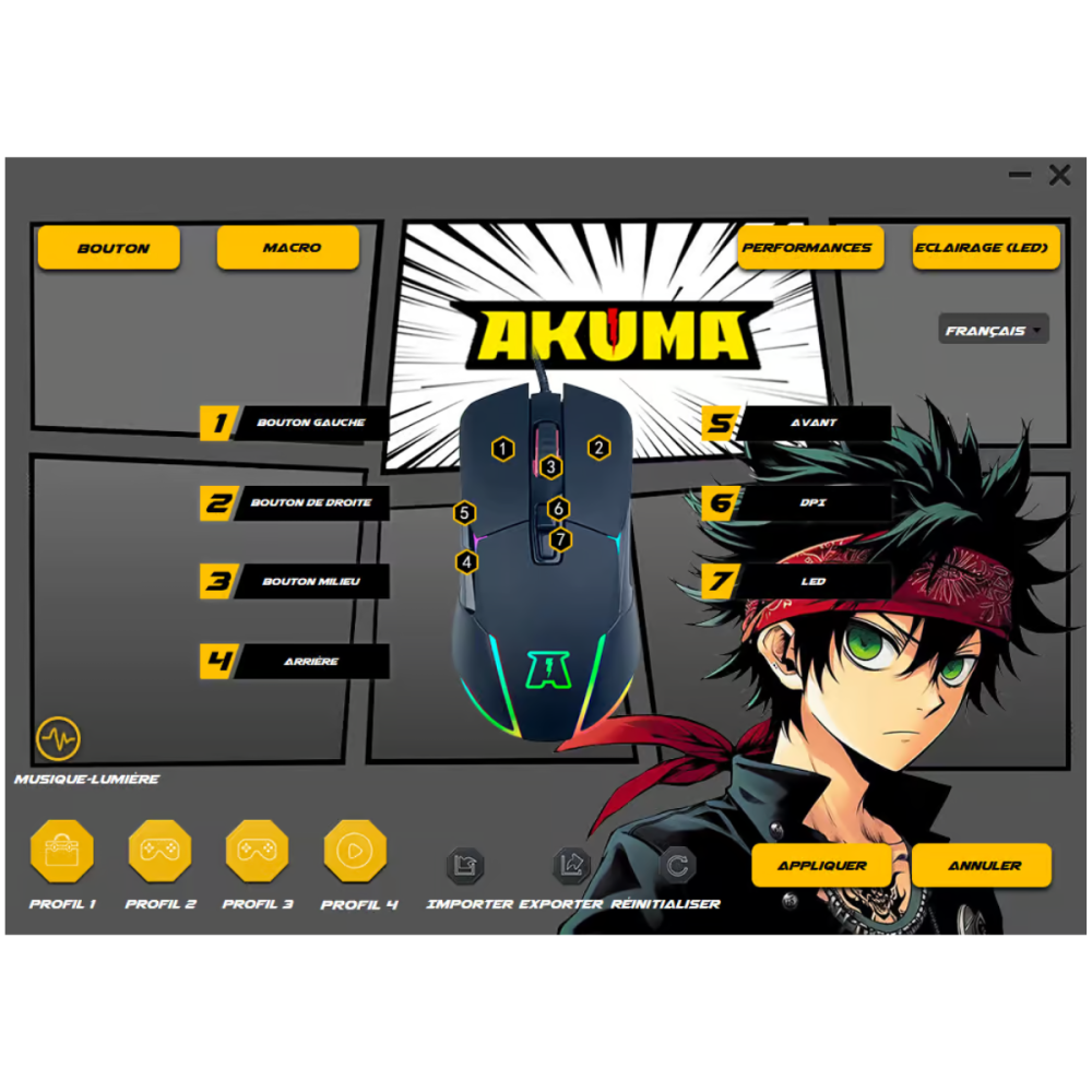 Souris Gaming Filaire Akuma Otaku M03 RGB / Noir